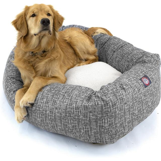 Majestic Pet Palette Heathered Sherpa Bagel Bolster Dog Bed, Light Black, X-Large
