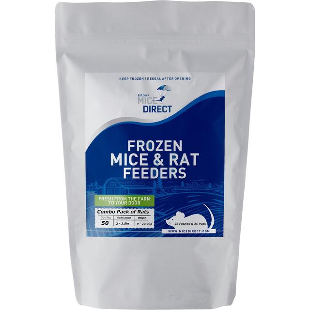 MiceDirect Frozen Feeders Snake Food, Combo Pack, Rats, Fuzzies & Pups, 50 count
