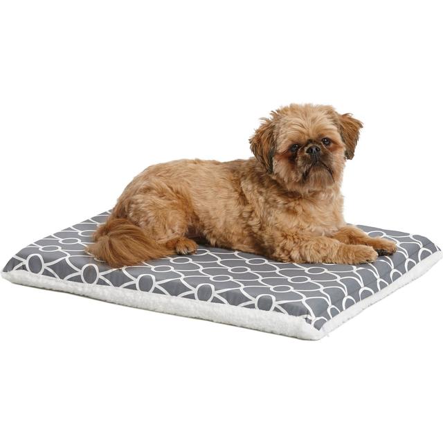 MidWest QuietTime Geo Print & Fleece Reversible Dog Crate Mat, Gray, Small