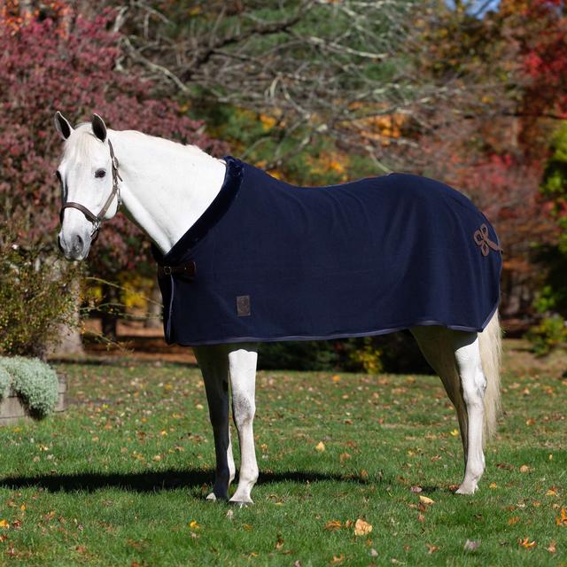 Equinavia Koselig Fleece Horse Cooler, Navy/Brown, 78-in