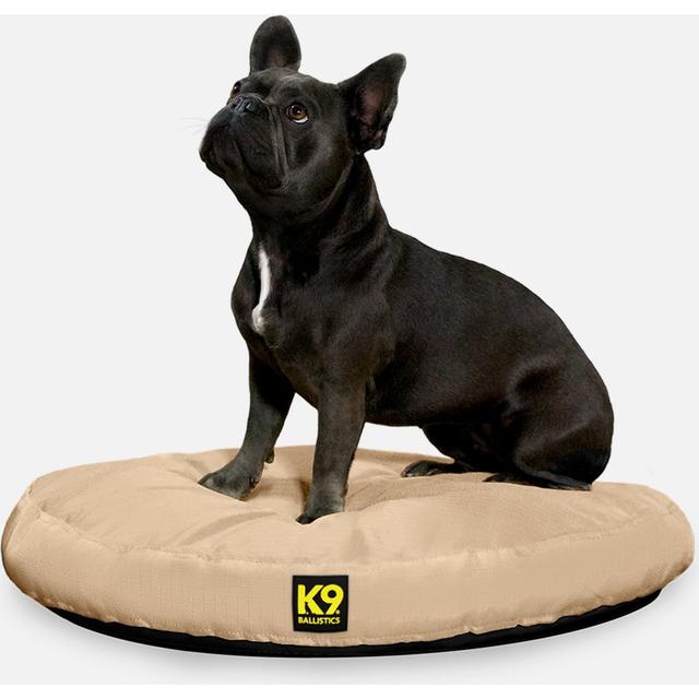 K9 Ballistics Tough Ripstop Round Pillow Dog Bed, Tan, Small