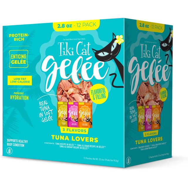 Tiki Cat Gelee Tuna Variety Pack Grain-Free Wet Cat Food, 2.8-oz pouch, case of 12
