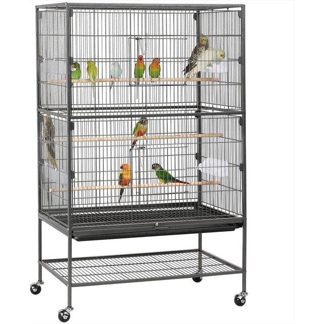 Savpee 52-in Wrought Steel Standing Cockatiel Cage, Black