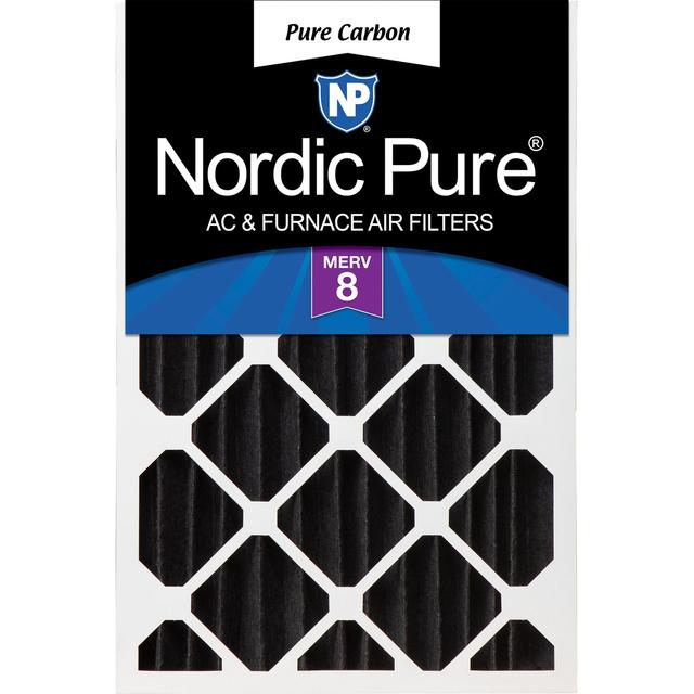 Nordic Pure Pure Carbon Pleated Odor Reduction Merv 8 Furnace Filters, 16 x 25 x 4-in, 1 count
