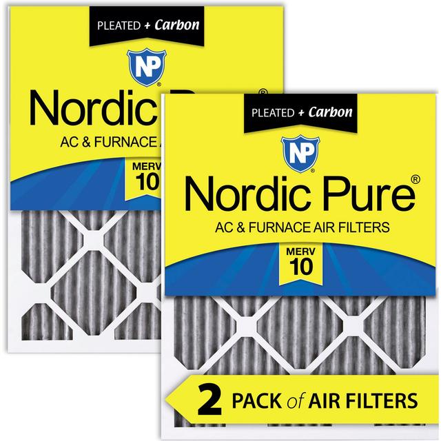 Nordic Pure MERV 10 Pleated Plus Carbon Furnace Air Filters, 14 x 24 x 1-in, 2 count