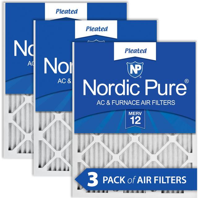 Nordic Pure Pleated MERV 12 Air Filters, 20 x 25 x 1-in, 3 count