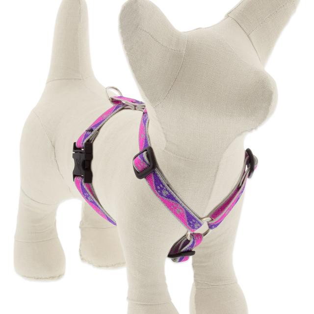 LupinePet Reflective Paws Adjustable Dog Harness, Pink Paws, X-Small: 9 to 14-in chest, 1/2-in wide