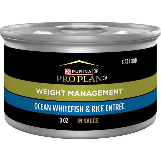 Purina Pro Plan Weight Management Ocean Whitefish & Rice Entree in Sauce Wet Cat Food, 3-oz can, case of 24