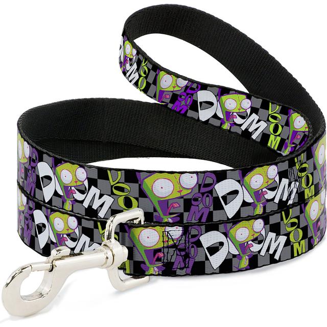 Buckle-Down Nickelodeon Invader Zim GIR Doom Pose Checker Polyester Dog Leash, 4-ft long, 1-in wide
