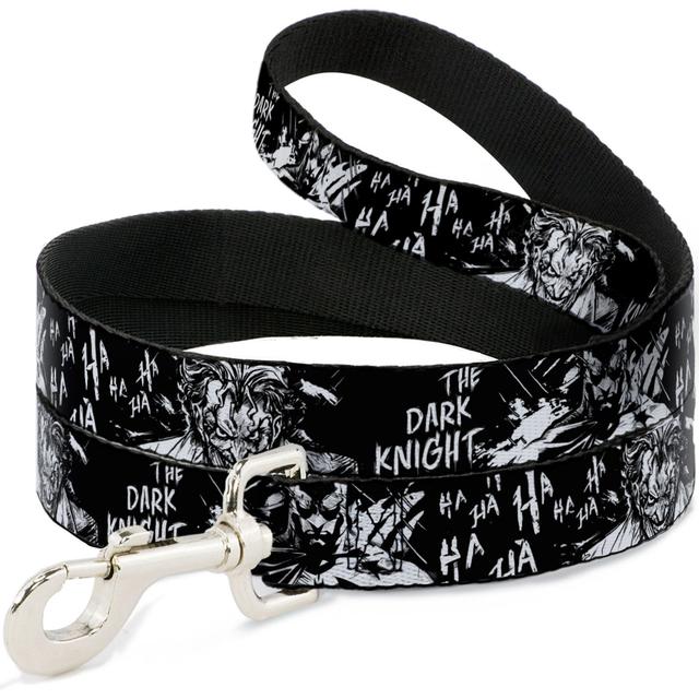 Buckle-Down DC Comics Batman The Dark Knight & Joker Smiling Close Up Polyester Dog Leash, Black, 4-ft long, 1-in wide