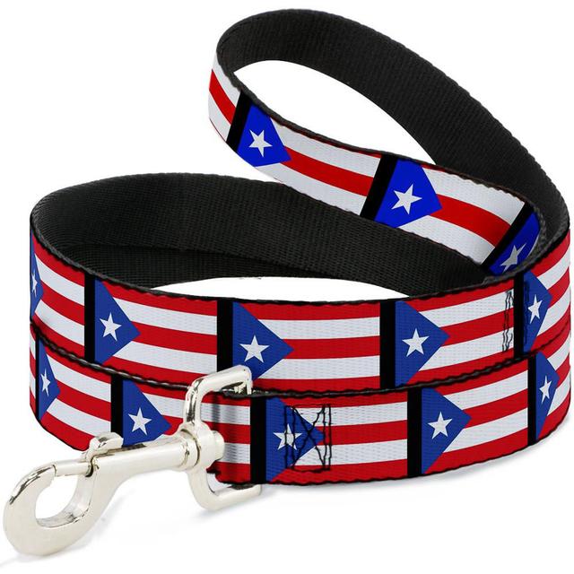 Buckle-Down Puerto Rico Flag Repeat Polyester Dog Leash, 4-ft long, 1-in wide