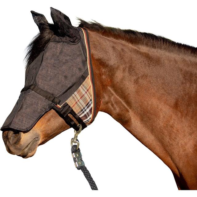 Kensington Protective Products UViator CatchMask with Ears & Nose Horse Fly Mask, Warmblood, Deluxe Black