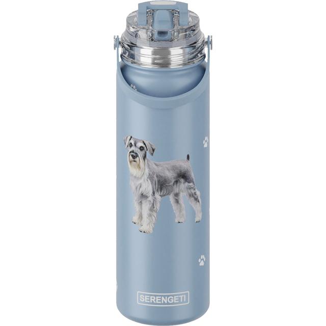 E&S PETS Schnauzer Stainless Steel Water Bottle, 24-oz, Light Blue