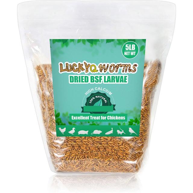 LuckyQworms Non-GMO Dried Black Soldier Fly Larvae Chicken & Small Animal Treats, 5-lb bag