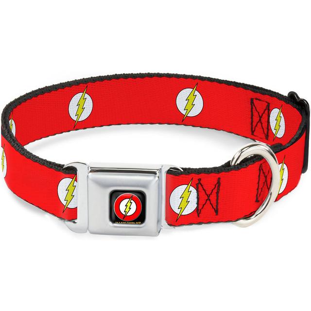 Buckle-Down DC Comics Flash Logo Dog Collar, Medium: 11 to 16.5-in neck, 1-in wide