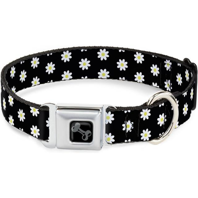 Buckle-Down Daisies Scattered Dog Collar, Medium: 11 to 16.5-in neck, 1-in wide