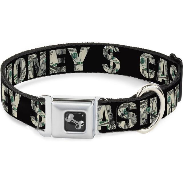 Buckle-Down Cash Money Dollar Bills Dog Collar, Small: 9.5 to 13-in neck, 1-in wide