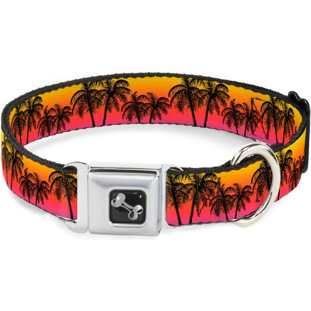 Buckle-Down Palm Trees Sunset Fade Dog Collar, Small: 13 to 17-in neck, 1.5-in wide