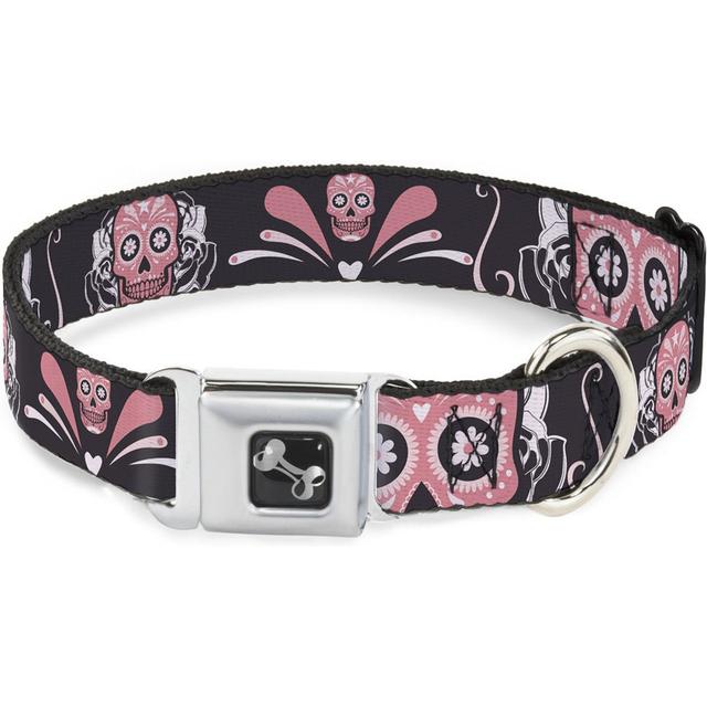 Buckle-Down Sugar Skulls Dog Collar, Small: 9.5 to 13-in neck, 1-in wide