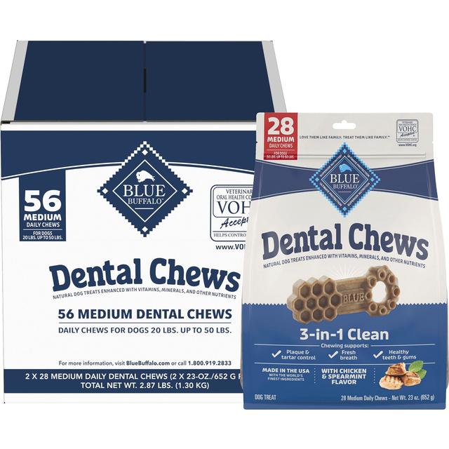 Blue Buffalo Medium Dental Dog Chews Bundle, 56 count