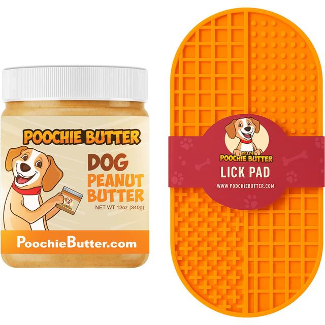 Poochie Butter Peanut Butter Pumpkin Lickable Dog Treat with Oval Lick Pad, 12-oz jar