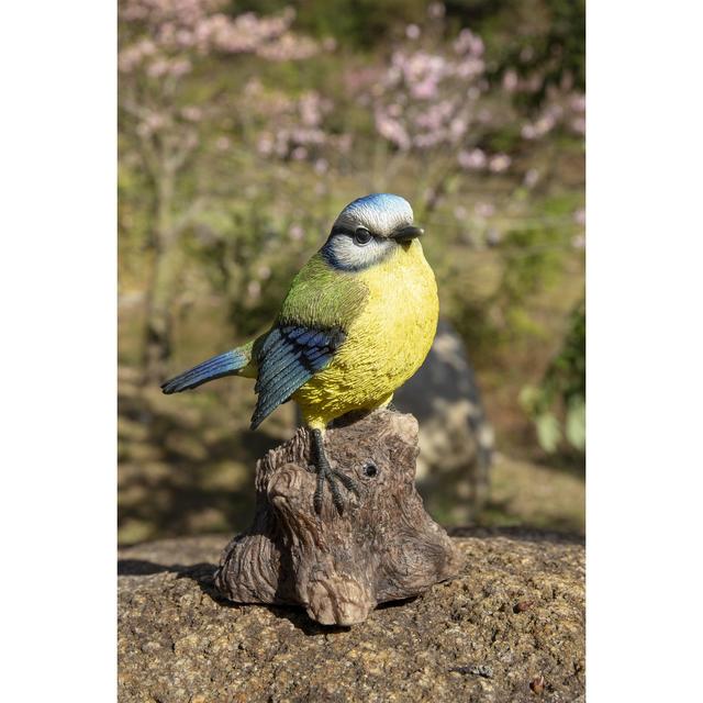 Hi-Line Gift 5.31-in Motion Activated Singing Bird Blue Tit On Stump Outdoor Decor