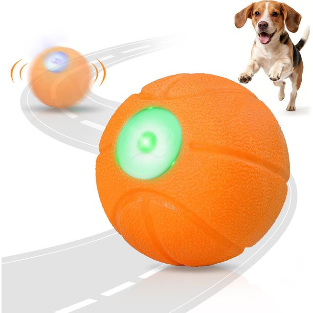 Petbobi Basketball Design Ultra Durable Foam Rechargeable Vibrating Chew Ball Dog Toy, Orange