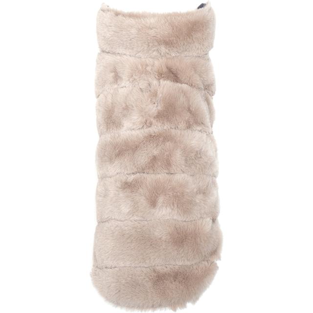 The Worthy Dog Faux Fur Dog Coat, Beige, Medium
