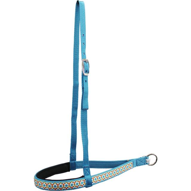 Tahoe Tack Overlay Printed Nylon Western Noseband Padded, Blue Chevron & Hurricane Blue, Full Horse Large