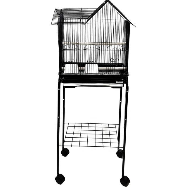 YML 1754 Villa Top Wheeled Bird Cage with Perch, Black, Medium