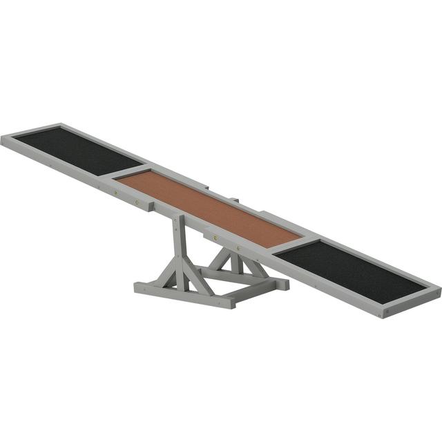 PawHut Wooden Weather Resistant Dog Agility Seesaw for Training & Exercise, Gray, 70.75 x 11.75 x 11.75-in