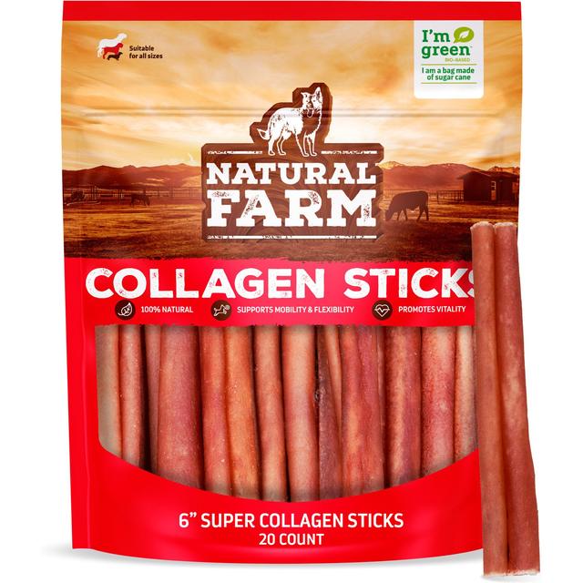 Natural Farm 6-inch Super Collagen Sticks Dog Chew Treats, 20 count