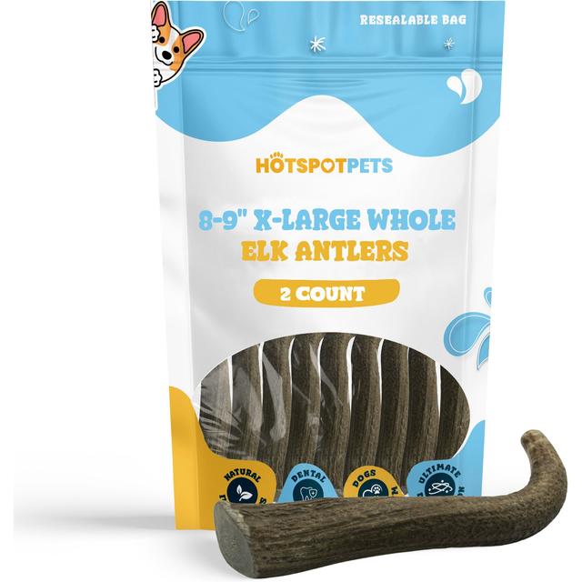 HOTSPOT PETS 8 to 9-in Whole Elk Antlers Dog Treats, X-Large, 2 count