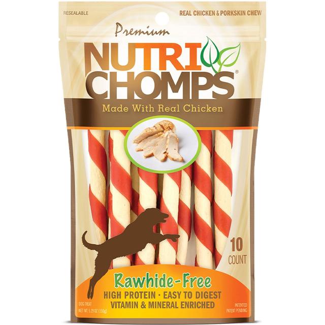 Nutri Chomps Mini Chicken Flavor Twist Hard Dog Chews, 10 count