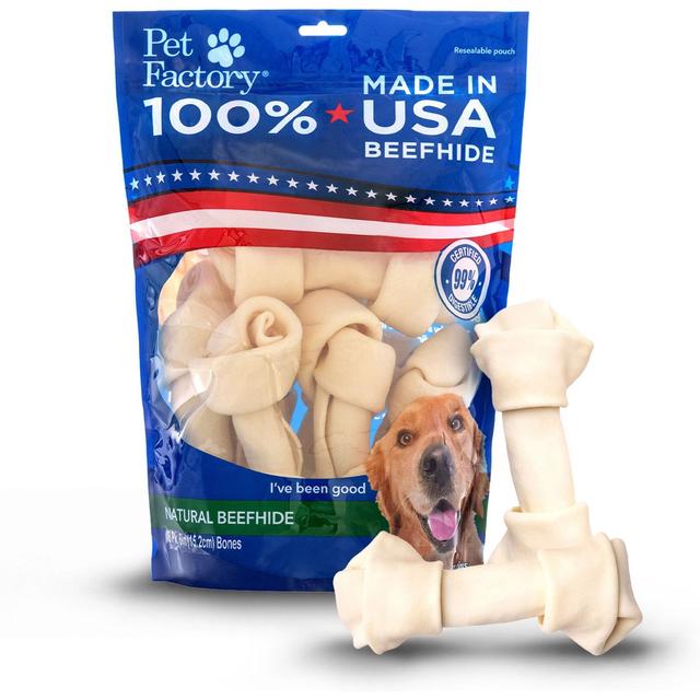 Pet Factory Beefhide 6 to 7-inch Natural Flavored Dog Bones, 8 count