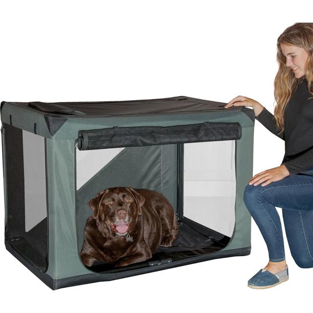 Pet Gear 3 Door Insta-Fold Soft Dog Crate, Dark Cypress, 42 inch