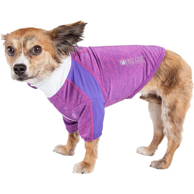 Pet Life Active Chewitt Wagassy 4-Way Stretch Performance Long Sleeve Dog T-Shirt, Lavender, X-Small