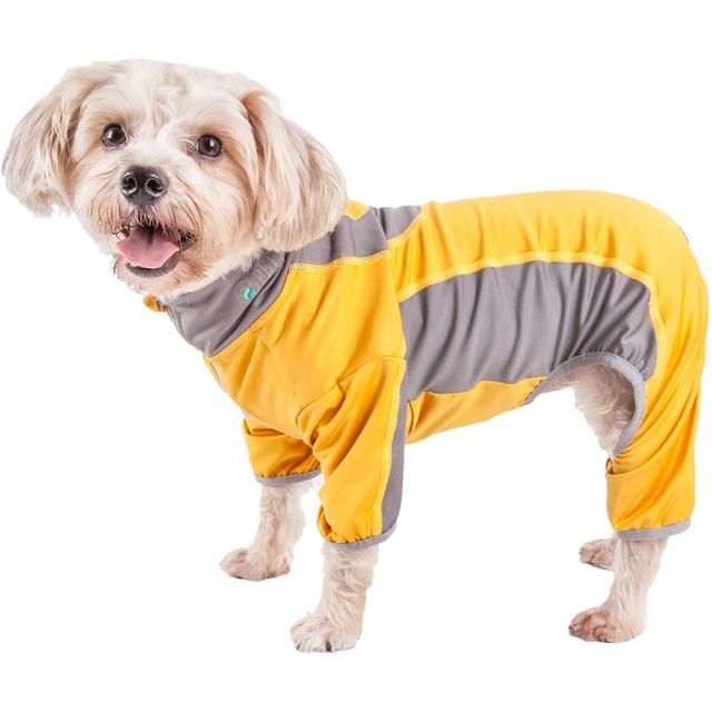 Pet Life Active Warm-Pup Dog Hoodie, Orange & Grey, Medium