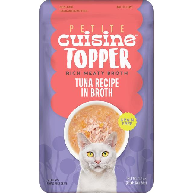 Petite Cuisine Tuna Recipe in Broth Grain-Free Wet Cat Food Topper, 1.3-oz pouch, case of 12