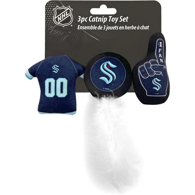 Pets First NHL Plush Cat Toys with Catnip, 3 count, Seattle Kraken
