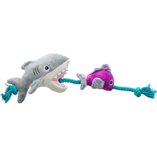 PETSHOP BY FRINGE STUDIO Shark Bait Squeaky Plush Dog Toy