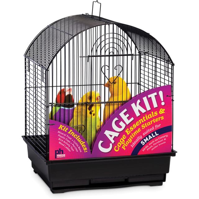 Prevue Pet Products Round Roof Bird Cage Starter Kit, Small, Black