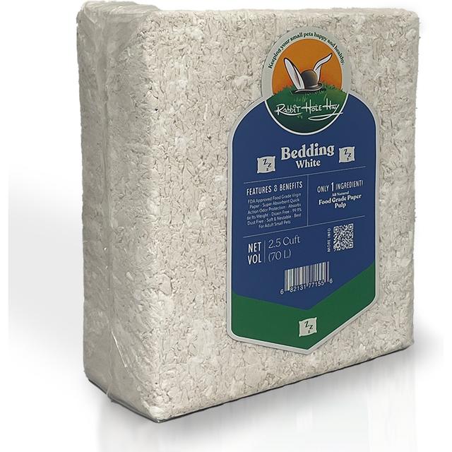 Rabbit Hole Hay Ultra Premium, Food Grade Paper Bedding for Small Pets, White, 2.5-cu ft