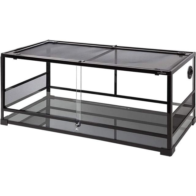 Reptile Treasure Knock-Down Sliding Door Terrarium, Black, 30 x 18-in