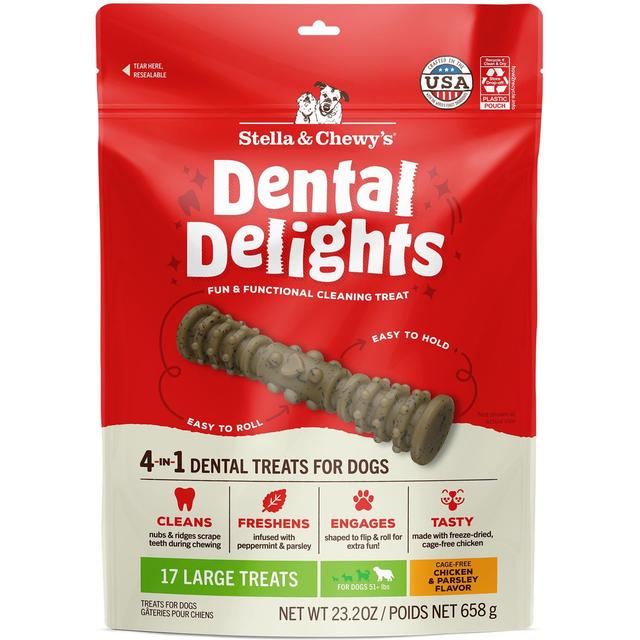 Stella & Chewy's Dental Delights Large Chicken & Parsley Dental Dog Treats, 23.2-oz bag