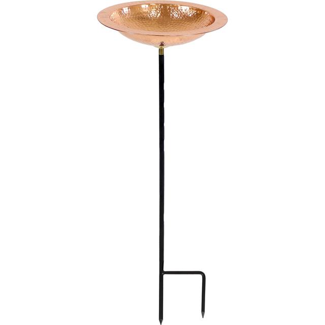 Sunnydaze Decor Hand-Hammered Standing Bird Bath, Copper, 33-in