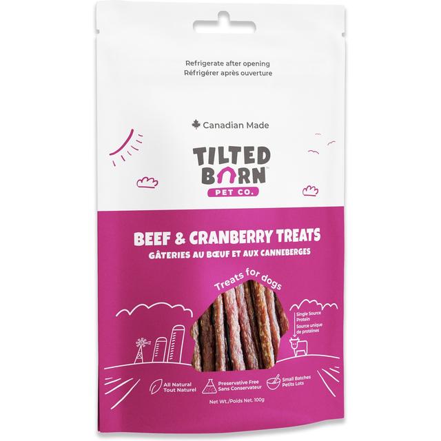 Tilted Barn Pet Company Beef & Cranberry Recipe Jerky Dog Treats, 3.53-oz bag