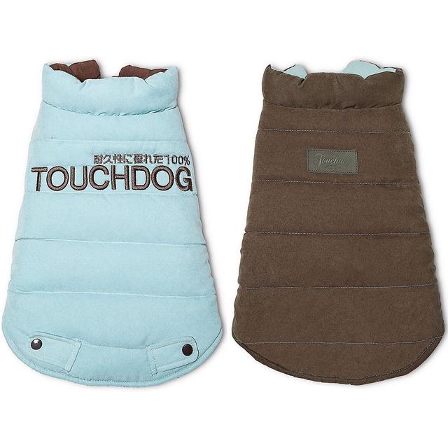 Touchdog Waggin Swag Reversible Dog Coat, Blue/Brown, Large