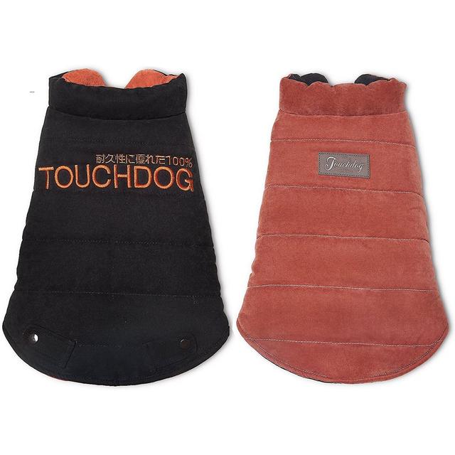 Touchdog Waggin Swag Reversible Dog Coat, Brown/Orange, Small