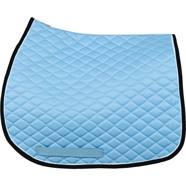 TuffRider Basic All-Purpose Horse Saddle Pad with Trim & Piping, Light Blue/Navy/White
